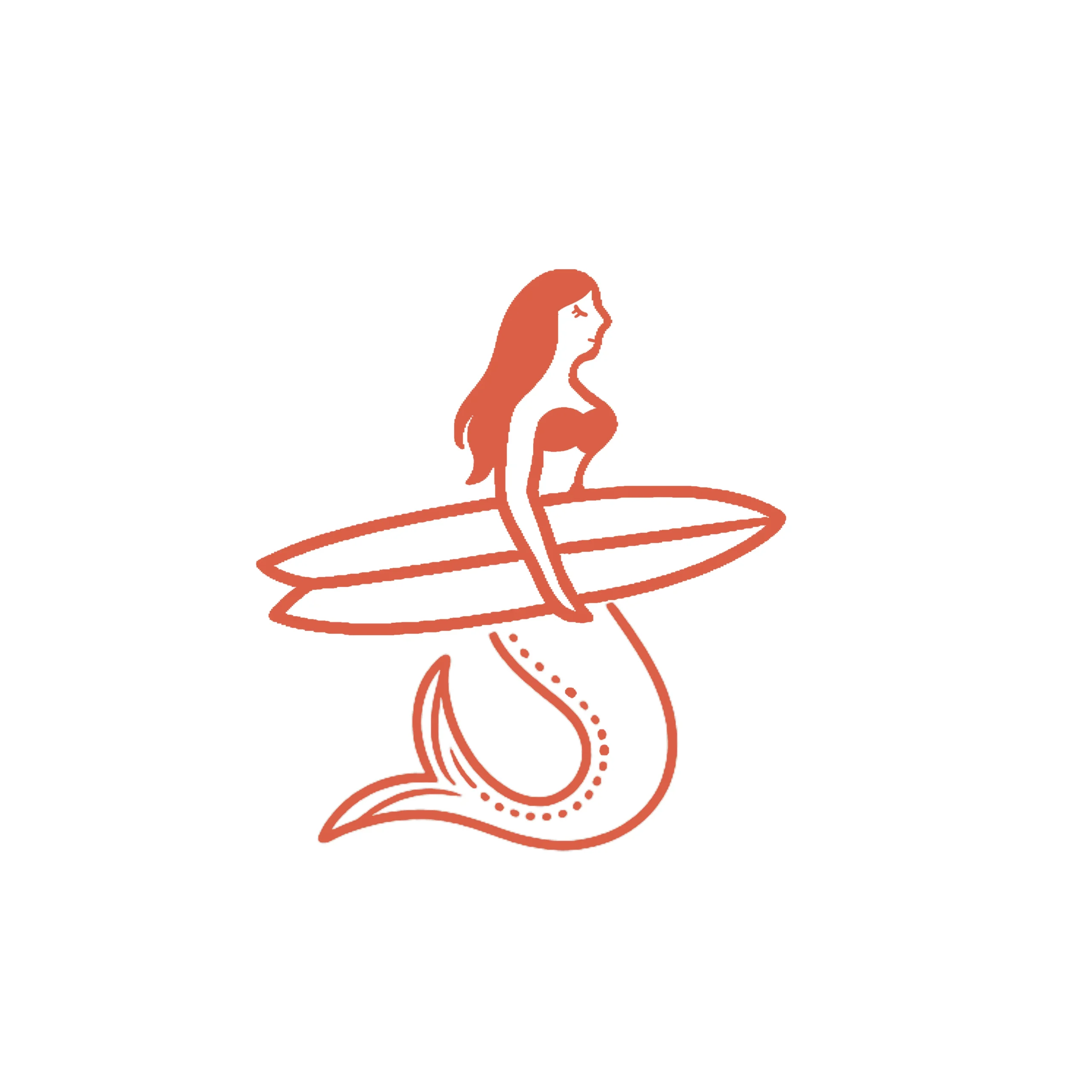 illustration of a mermaid holding a surfboard representing Surf Sirens